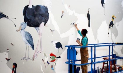 Gerçek boyutlarıyla 243 kuş türü tek bir muralda
