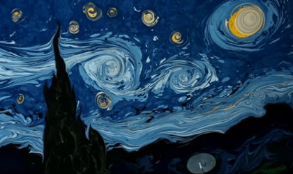 Van Gogh’nun “Yıldızlı Gece’si” ebru sanatında